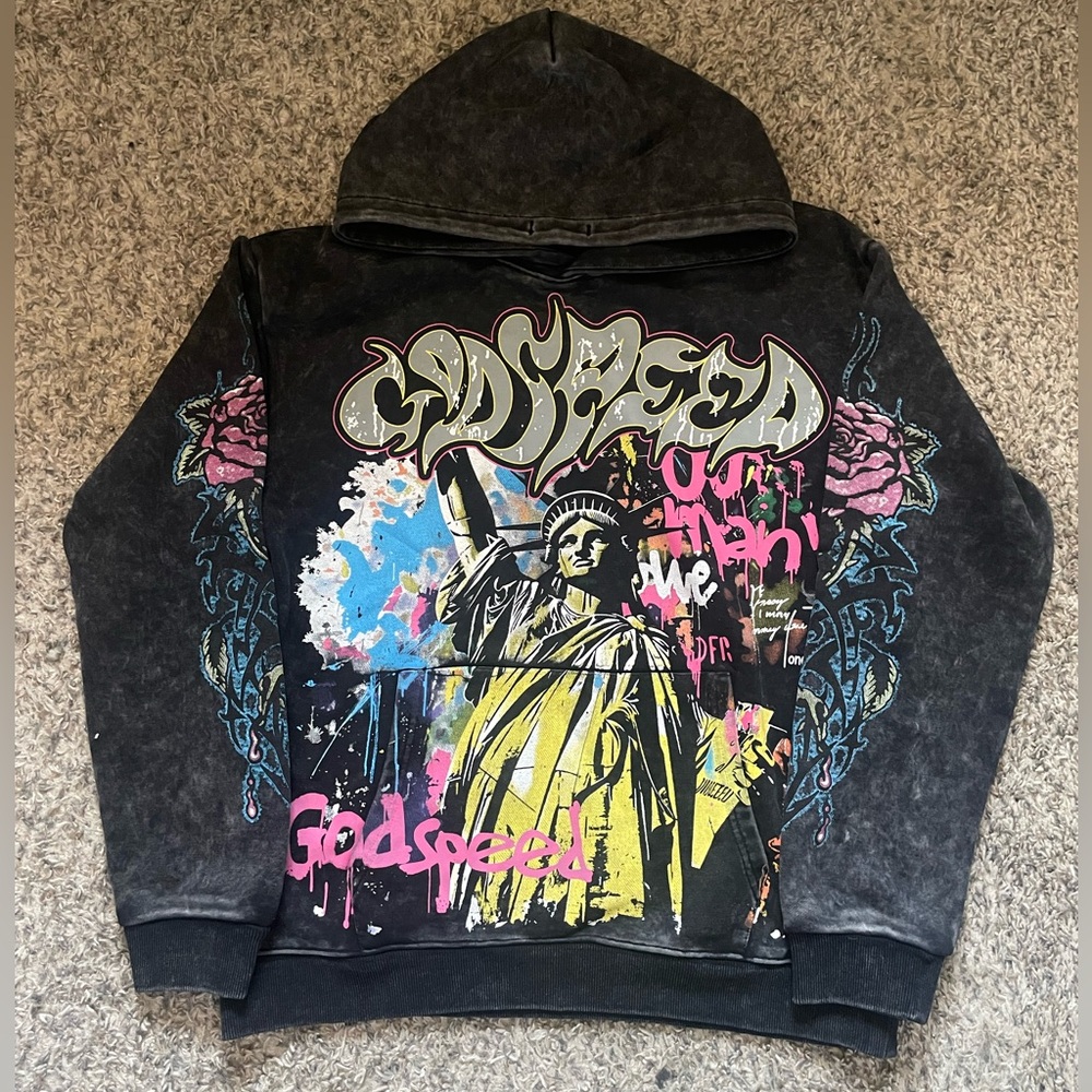 Godspeed Statue of Liberty Vandal Hoodie - Black Wash